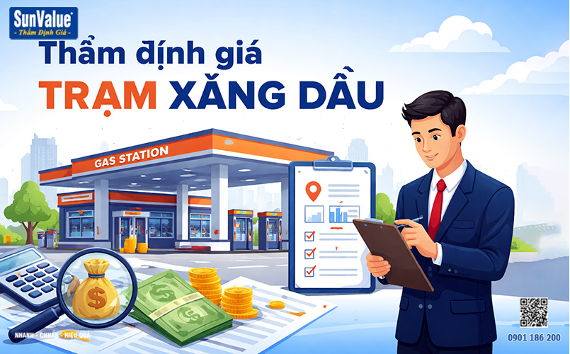 thẩm định giá trạm xăng, định giá cây xăng, định gia vay vốn ngân hàng