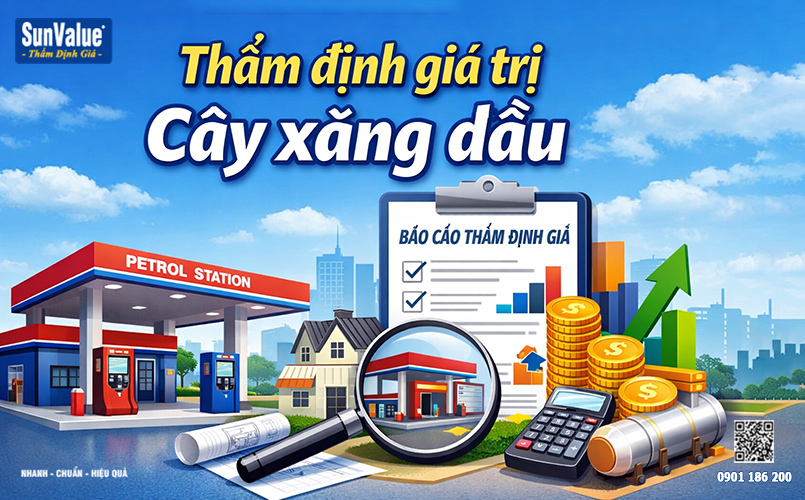 thẩm định giá trạm xăng, định giá cây xăng, định gia vay vốn ngân hàng