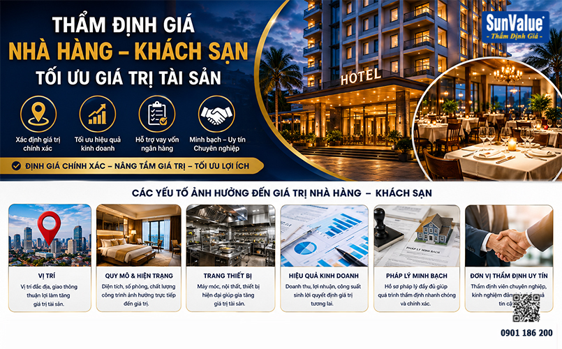 thẩm định giá khách sạn, định giá nhà hàng, dịch vụ định giá doanh nghiệp