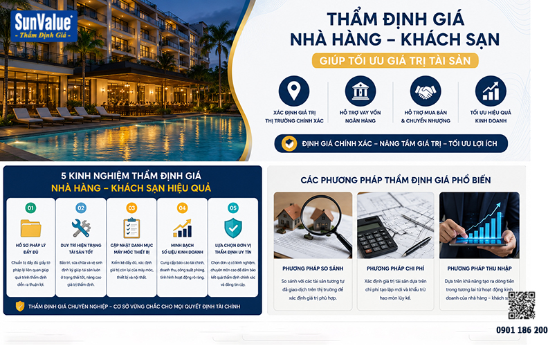 thẩm định giá khách sạn, định giá nhà hàng, dịch vụ định giá doanh nghiệp