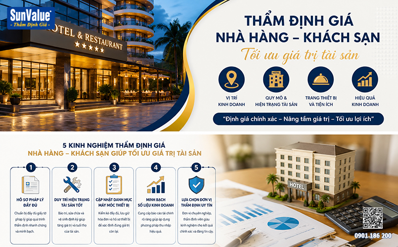 thẩm định giá khách sạn, định giá nhà hàng, dịch vụ định giá doanh nghiệp